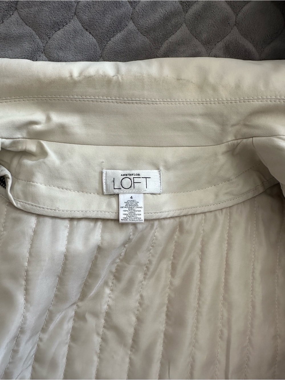 LOFT Cream Double-Breasted Trench Coat with Belt - Picture 6 of 13